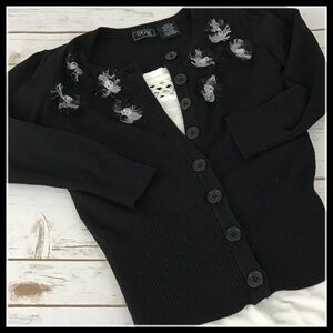 Speak 2 Me Black Button Up Sweater